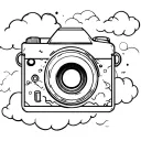 camera with clouds tattoo design idea