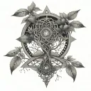 DNA double helix DMT molecule transforming Third Eye on top tree of life tattoo design idea