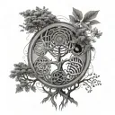 DNA double helix DMT molecule transforming Third Eye on top tree of life tattoo design idea