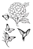 2 butterflies, a hydrangea, a hummingbird, and a bear cub tattoo design idea