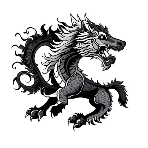 foo dog dragon ox horse tattoo design idea