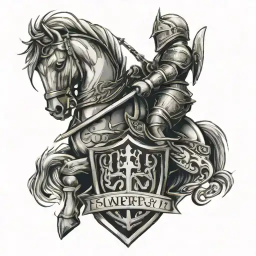 knight with murphys crest on their sheild tattoo design idea