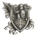 knight with murphys crest on their sheild tattoo design idea