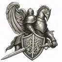 knight with murphys crest on their sheild tattoo design idea