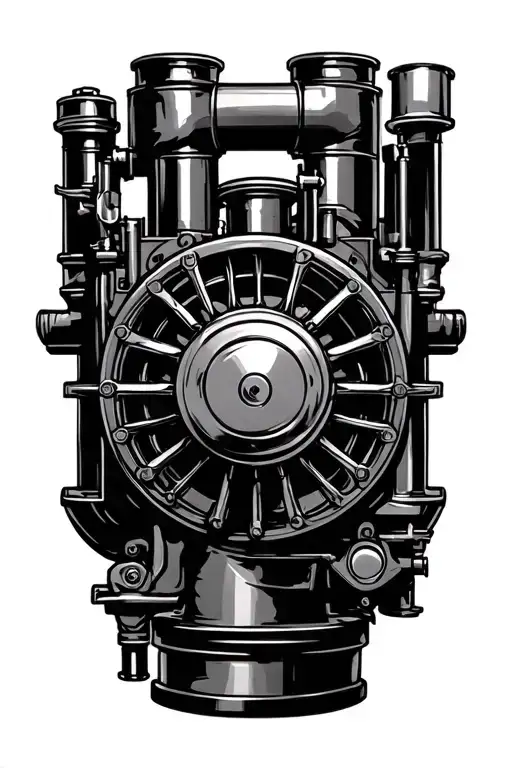 steam engine parts tattoo design idea