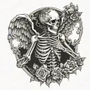 Skeleton cupid tattoo design idea