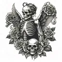 Skeleton cupid tattoo design idea