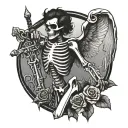 Skeleton cupid tattoo design idea