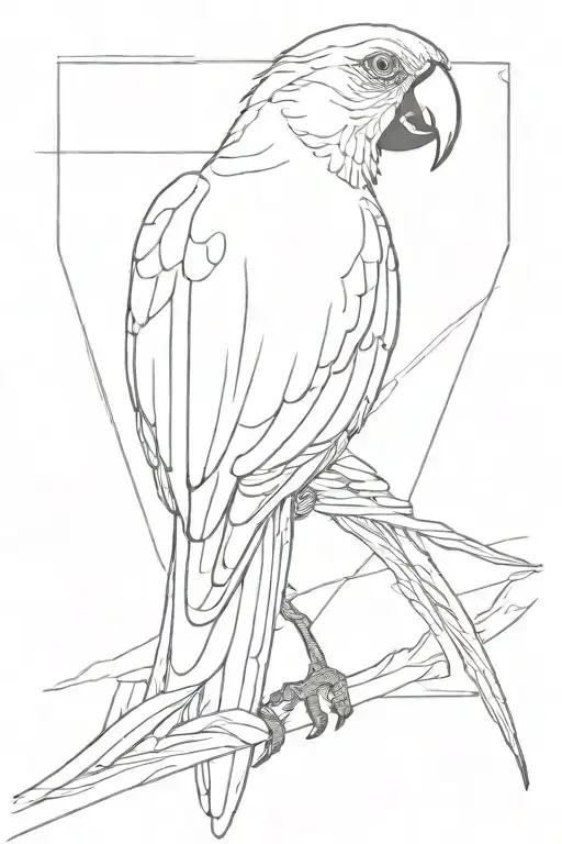 Eery mysterious parrot with mental issues and eating disorder attractive creepy nu metal tattoo design idea