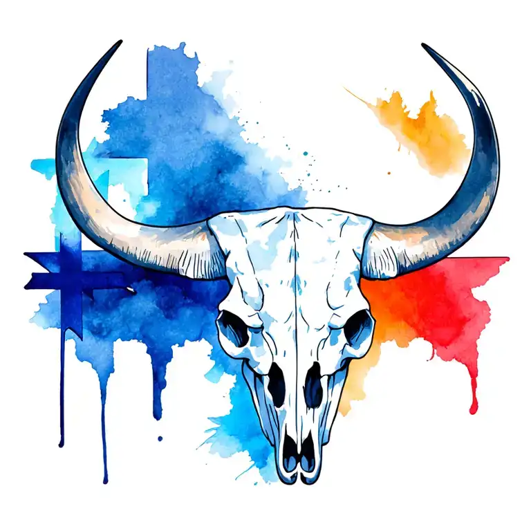 longhorn bull skull with cross behind it. also add the southern cross into it tattoo design idea