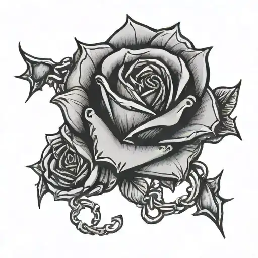 thorns rose handcuff tattoo design idea