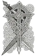Celtic knot beside sword tattoo design idea