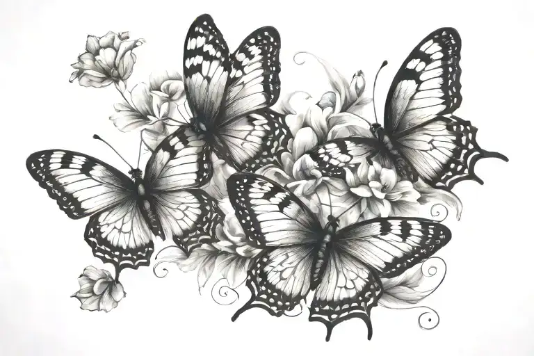 three butterflies next to each other tattoo design idea