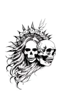 Freya goddess and skulls tattoo design idea