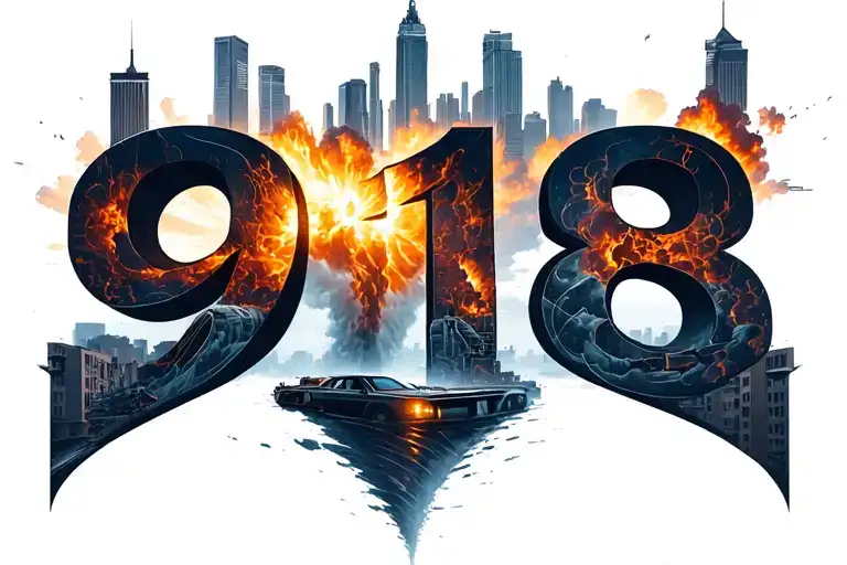 "918" "918" beautiful disaster city skyline tornado forming tattoo design idea