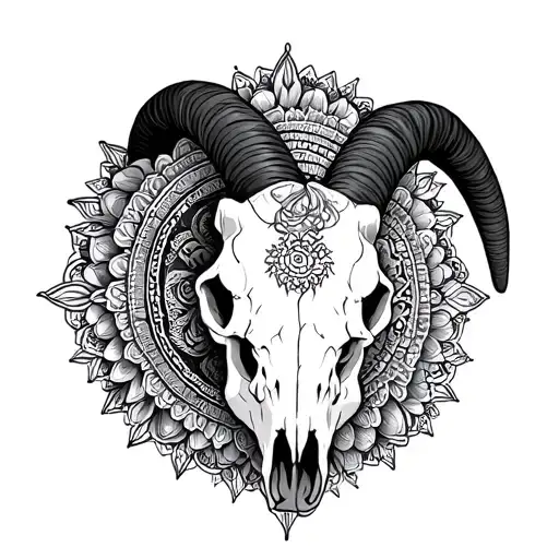 mandala design incorporating goat skull tattoo design idea