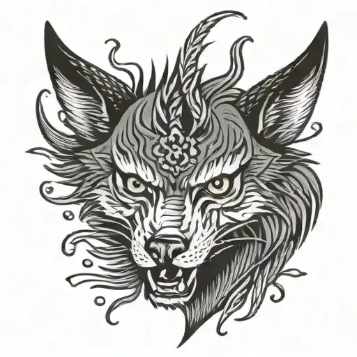 springbok head angry wolf tattoo design idea