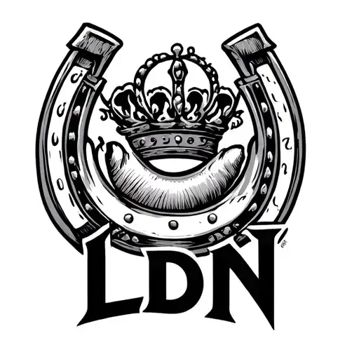Horseshoe with the letters LDN tattoo design idea