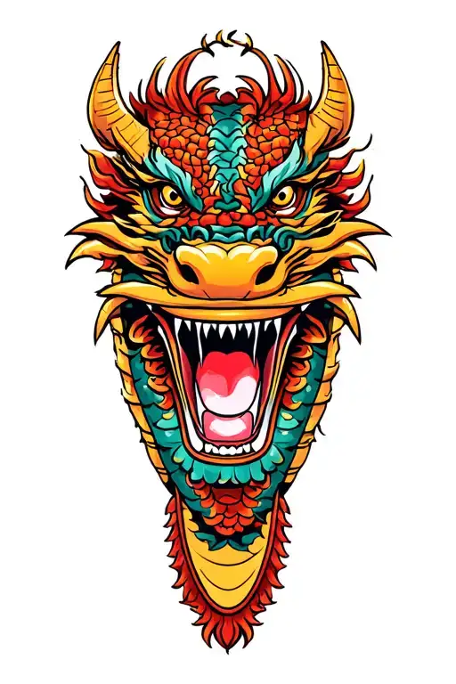dragon boat inside representing and laughing tattoo design idea