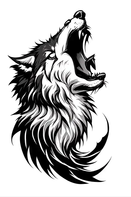 spartan and wolf howling wolf tattoo design idea