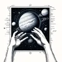 Galaxy themed solar system with reaching hands reaching tattoo design idea