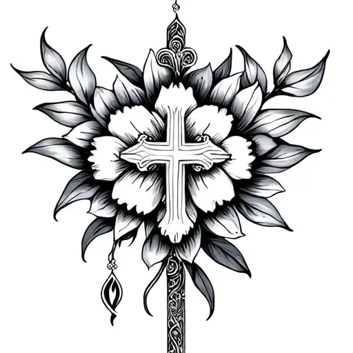 light and dainty cross tattoo design idea