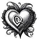 Heart Initials tattoo design idea