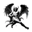 angel defeating devil tattoo design idea