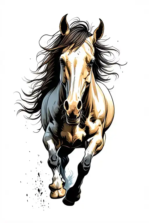 undead horse running tattoo design idea