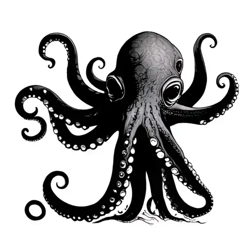 baobab and giant octopus tattoo design idea