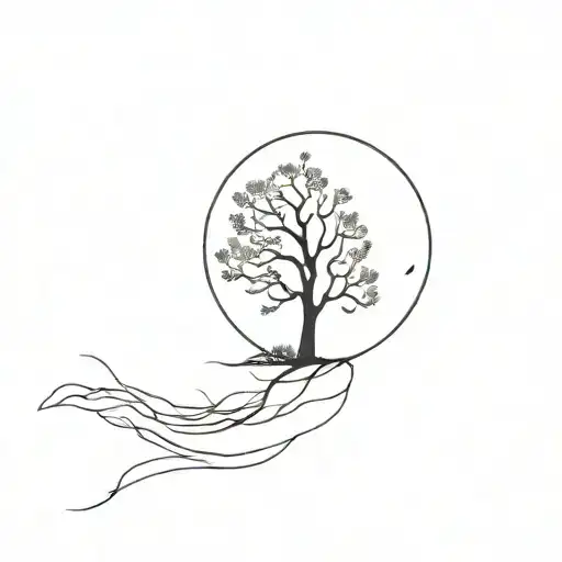tree and moon tattoo design idea