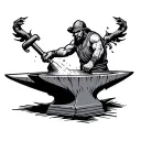 blacksmith knocks out spirits in an anvil tattoo design idea