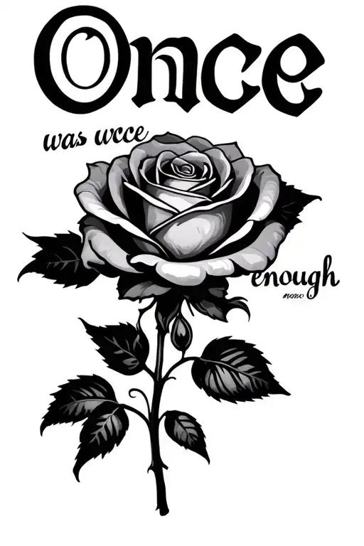 "Once was enough" "Once was enough" Burning rose tattoo design idea