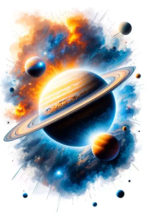 solar system exploding planet tattoo design idea