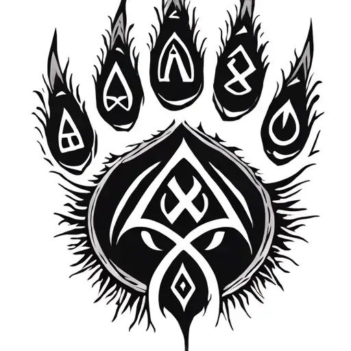 paw made with elder futhark runes intertwined tattoo design idea