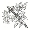 dagger wrapped in ivy vines tattoo design idea
