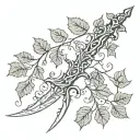 dagger wrapped in ivy vines tattoo design idea
