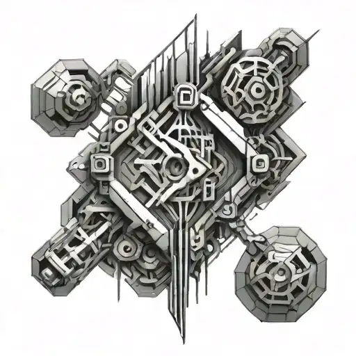 biomechanical shock absorber tattoo design idea