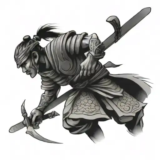poly samurai warrior tattoo design idea