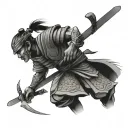 poly samurai warrior tattoo design idea
