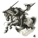 poly samurai warrior tattoo design idea