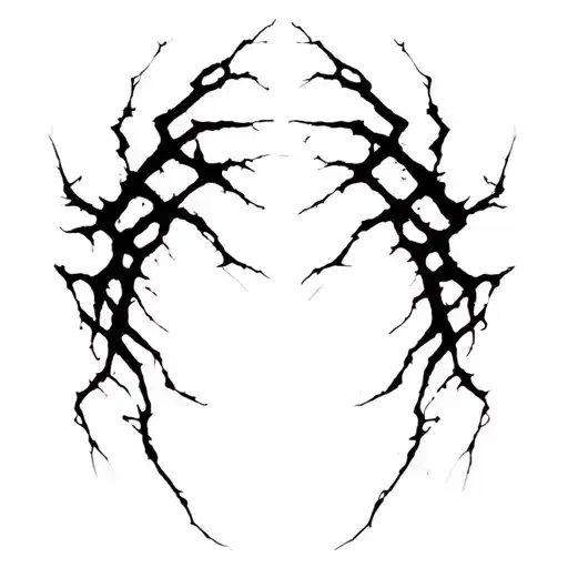 Sharp, abstract lines like tendons or energy cracks. Flowing, aggressive, irregular shape, no shading. tattoo design idea