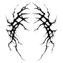 Sharp, abstract lines like tendons or energy cracks. Flowing, aggressive, irregular shape, no shading. tattoo design idea