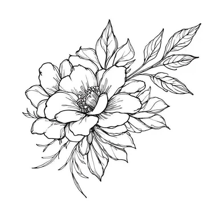 floral thin lined tattoo design idea