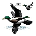 "HCWT" ducks flying tattoo design idea