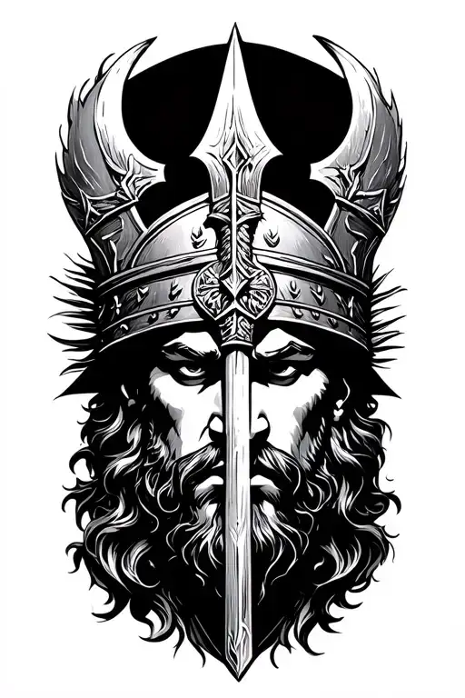 king Leonidas face with spear 300 sparta warrior tattoo design idea