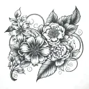 infinity symbol intertwined with november and march birth flowers tattoo design idea