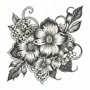 infinity symbol intertwined with november and march birth flowers tattoo design idea