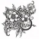 infinity symbol intertwined with november and march birth flowers tattoo design idea
