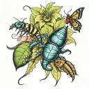 a tattoo sleeve with a venus-flytrap centipede, Hercules beetle, scorpion, and a moth  tattoo design idea